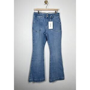 Frame Double Button Pocket Flare Jean Size 32 Caye Wash Retro New $278